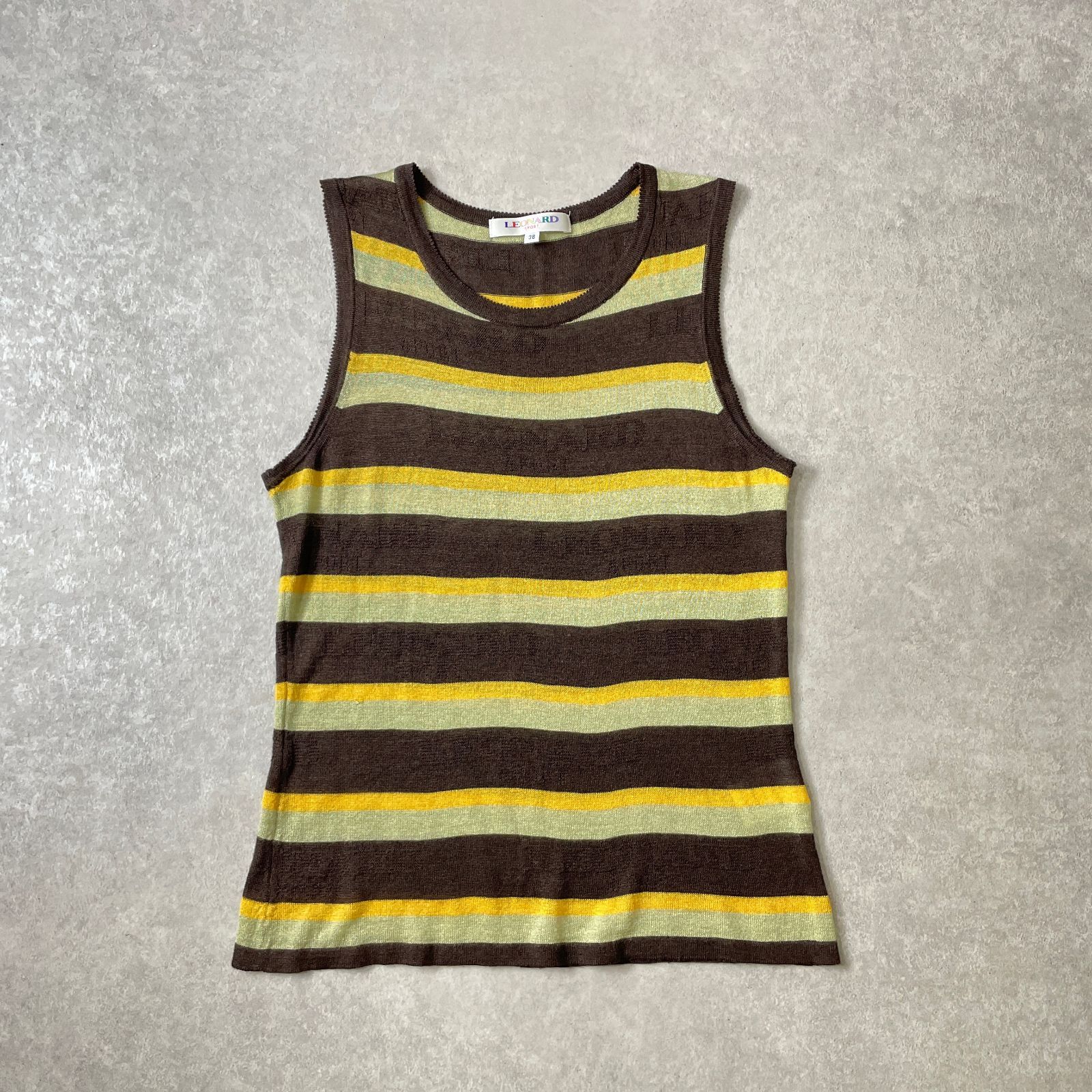 LEONARD カシミヤ＆シルク マルチボーダー ニット レオナール