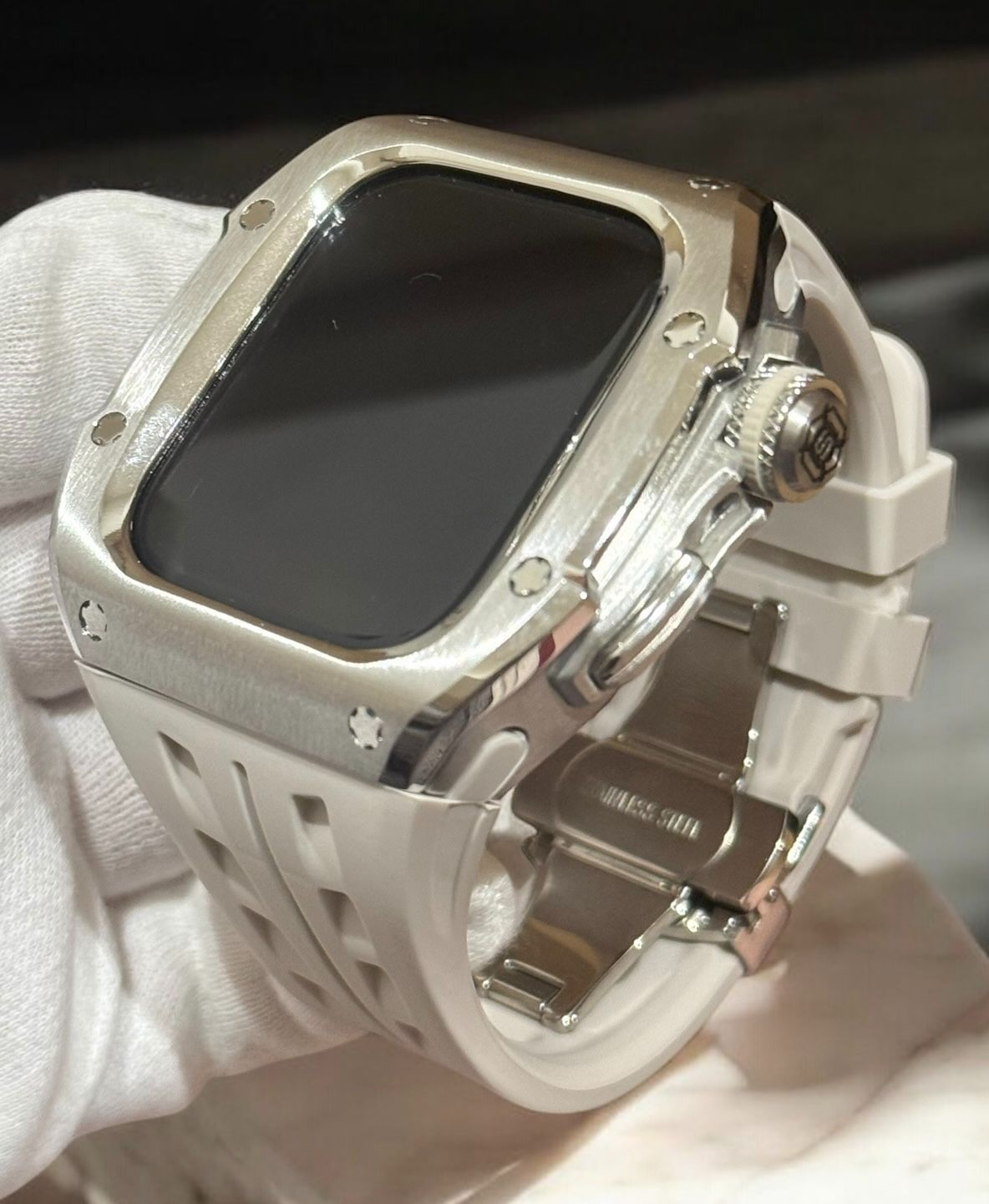 アップルウォッチカバーケースApple Watchラバーバンドベルト メタル ステンレス R 32