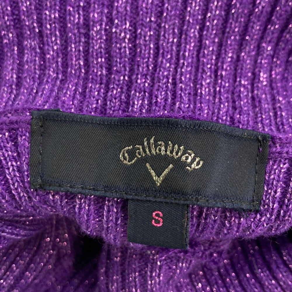 サイズ：S CALLAWAY キャロウェイ 2023年モデル タートルネック ニットセーター ラメ  パープル系 [240101439486] ゴルフウェア レディース ストスト CALLAWAY キャロウェイ 2023年モデル タートルネック ラメ糸長袖