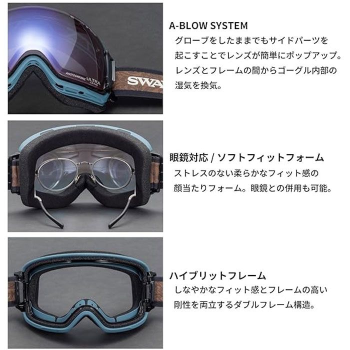 SWANS RIDGELINE 調光 換気 メガネ対応ゴーグル SWANS RIDGELINE