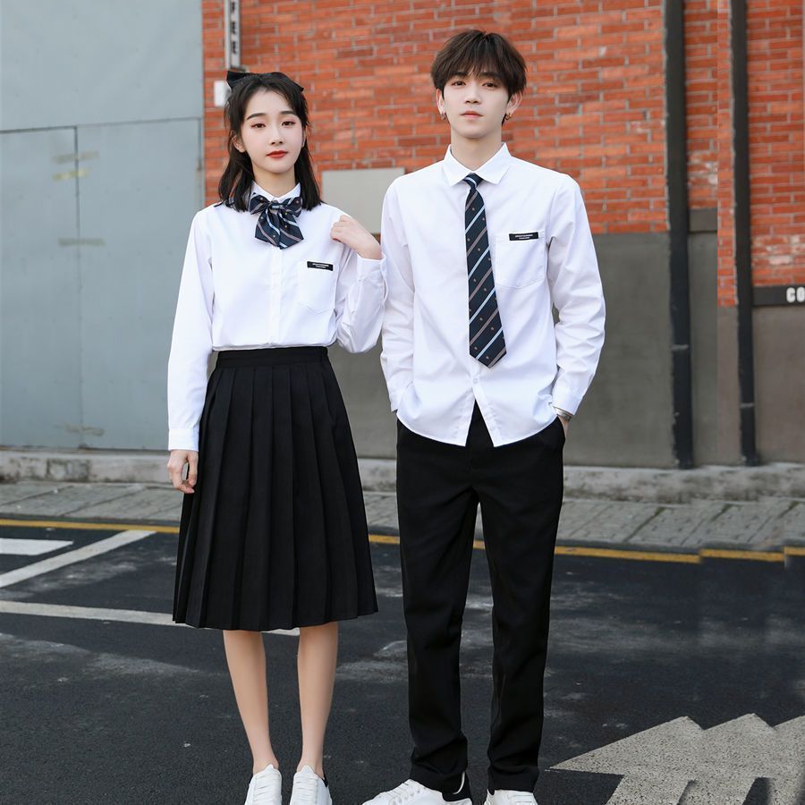 卒アル　エロ JC 白いシャツ シャツ レディース ブラウス 長袖 女子高生 リボン付き 高校制服 お揃い 卒業式スーツ トップス スカート ネクタイ 蝶結び 二次会  学生服 中学生 文化祭 学園祭 かわいい 可愛い イベント 春 夏 秋 冬 - メルカリ