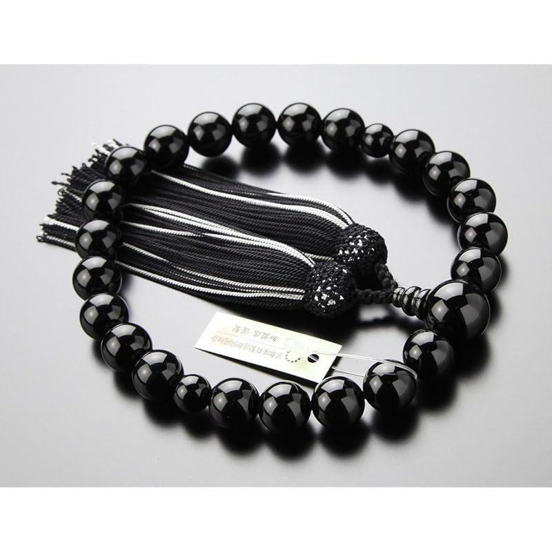 念珠ドットコム ペア数珠 数珠 男性用（22玉 オニキス 2色梵天房）・数珠 女性用（約8ミリ オニキス 2色梵天房? 念珠ドットコム ペア数珠 数珠 男性用（22玉 オニキス 2色梵天房）・数珠