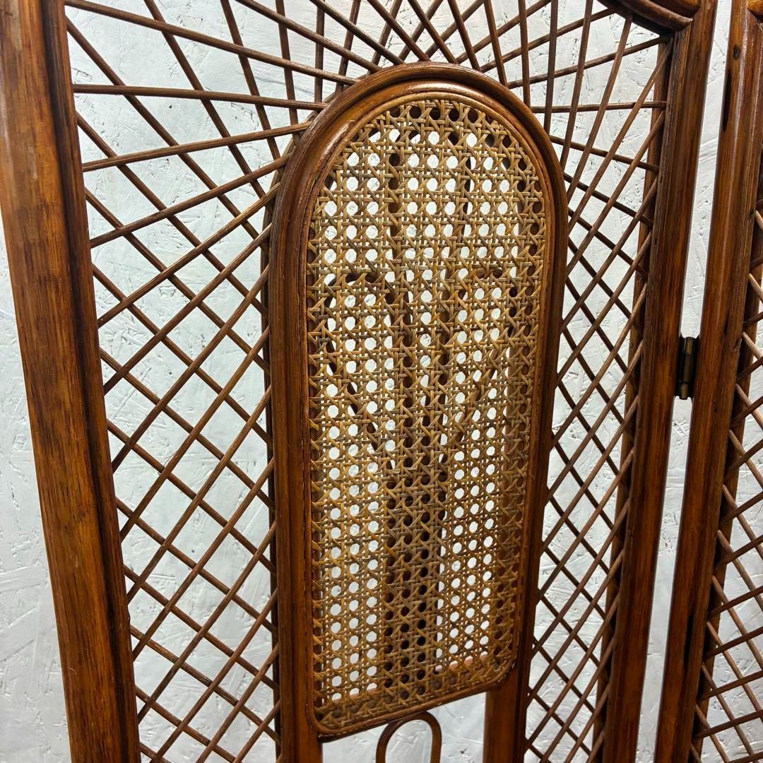 ラタン パーテーション 籐 4連 衝立