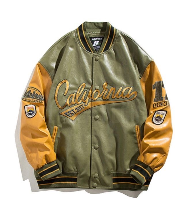 スタジャン　レトロ　刺繍　アメリカン　ストリート　ロゴ　フェイクレザー　L スタジャン レトロ 刺繍 アメリカン ストリート ロゴ フェイクレザー L