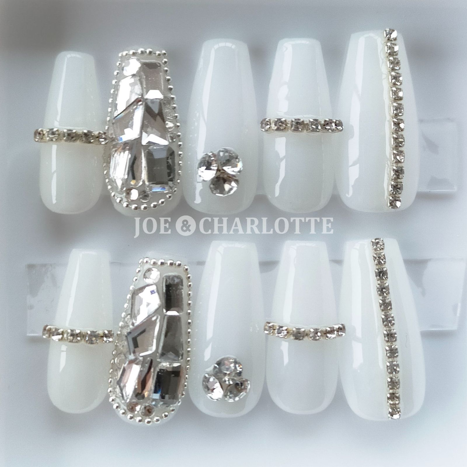 ネイルチップ パールアクセサリーネイル No.9 シンプル上品ネイル・シアーカラー×ホロラメミックス×ストーンパール