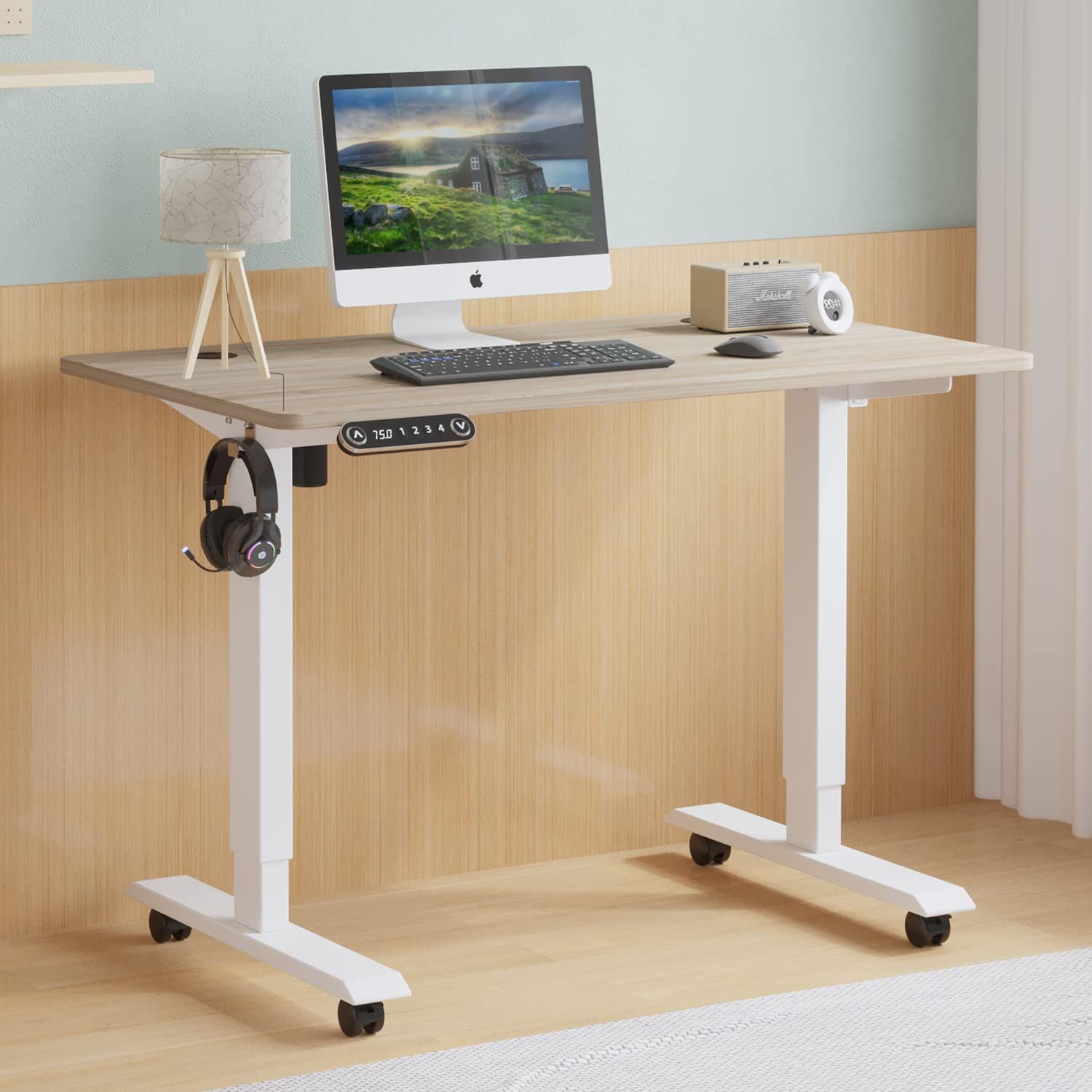人気商品 パソコンラック PCデスク デスク 電動式 昇降デスク 110CM×60CM パソコンデスク 高さ 電動式スタンディングデスク 71-117CM つくえ 調節 机 高さメモリー機能付き BilBil