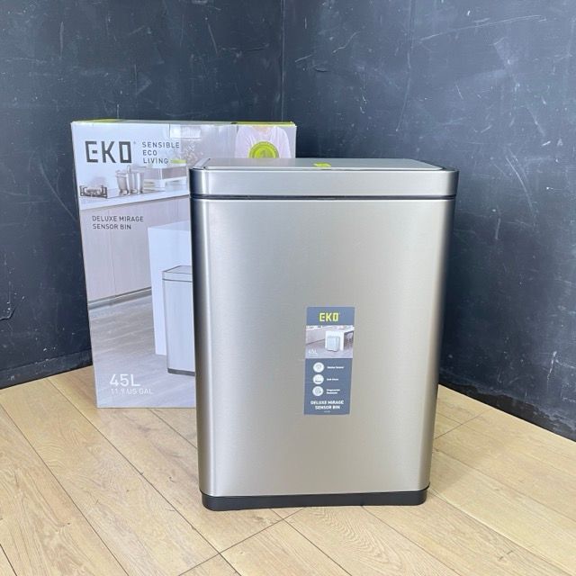 展示品 EKO センサーゴミ箱 【中古】デラックスミラージュ 45L シルバー/59480