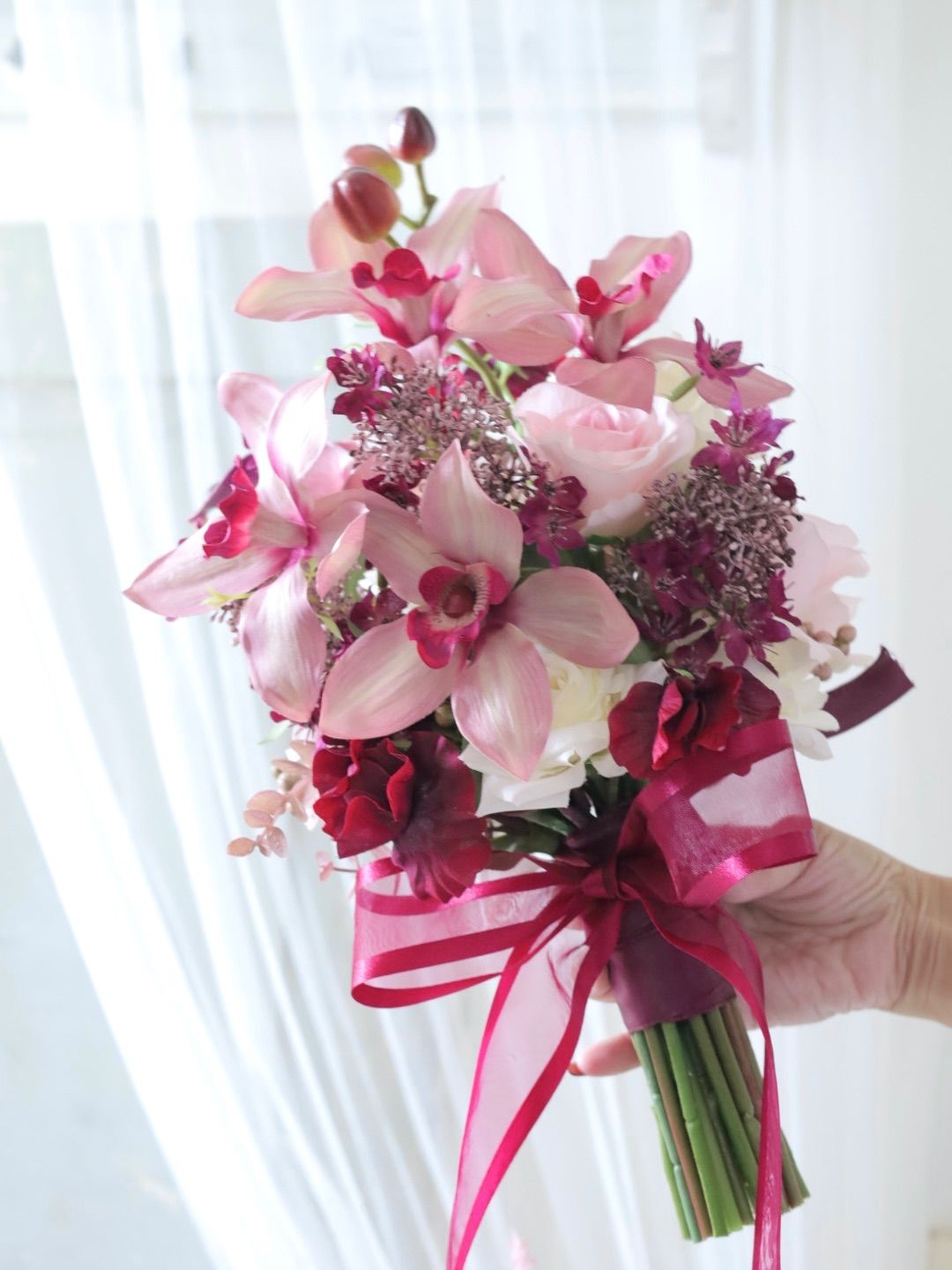 優しい シンビジウムブーケ ウェディングブーケ ブートニアセット ピンクブーケ WWW_OLIVIERBERNSTEIN_COM