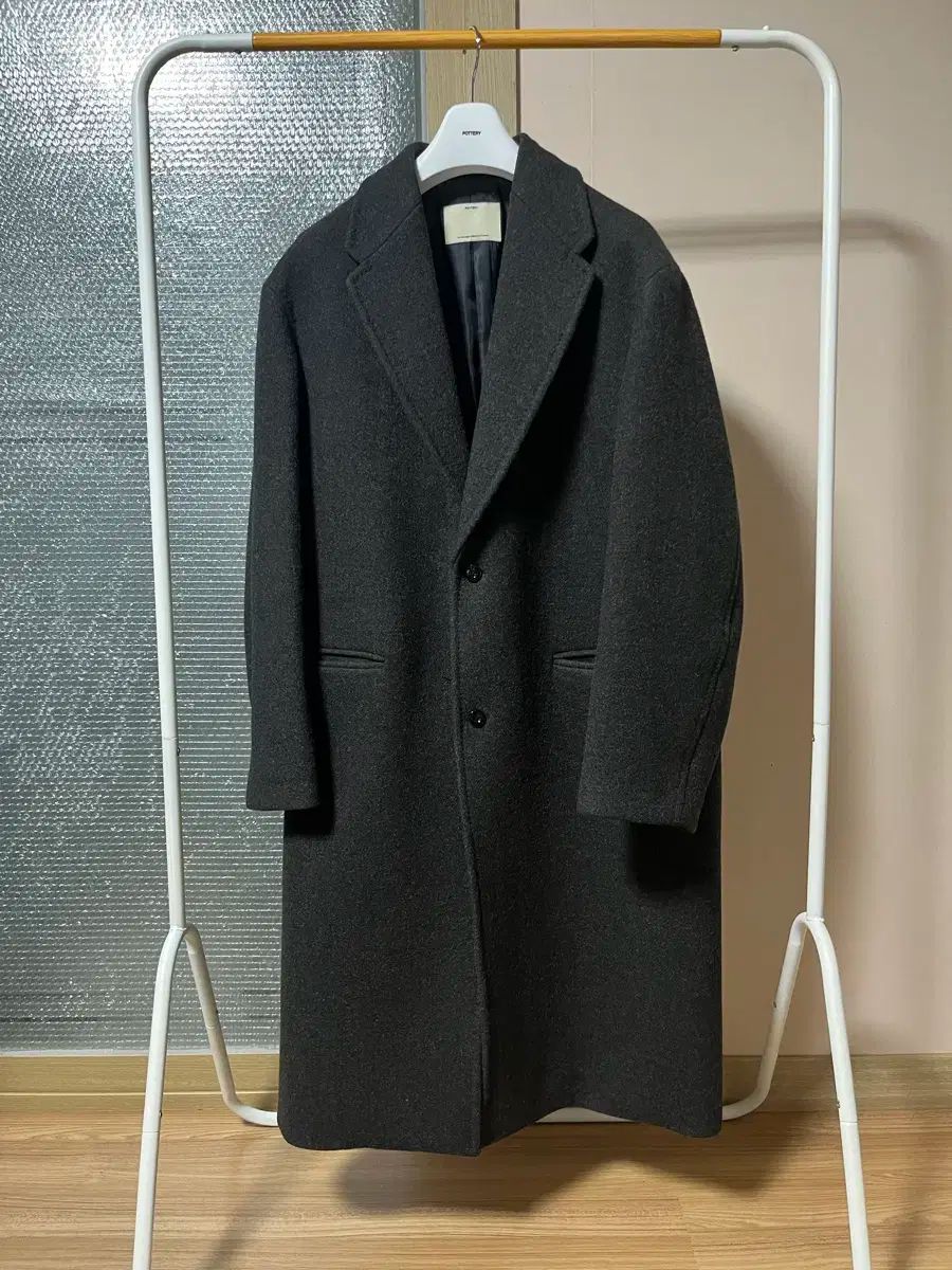 ポッタリー メルトン ウール シングル ブレステッド コート 2 カーキ