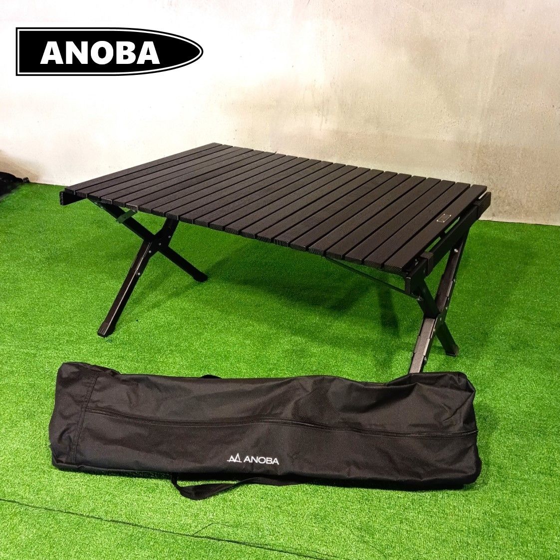 ANOBA(アノバ) BLACK EDITION ウッドロールトップテーブル 収納