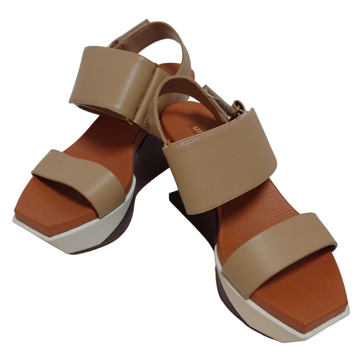 UNITEDNUDE ユナイテッドヌード サンダル 38 レディース - ベージュ×ライトブラウン レザー