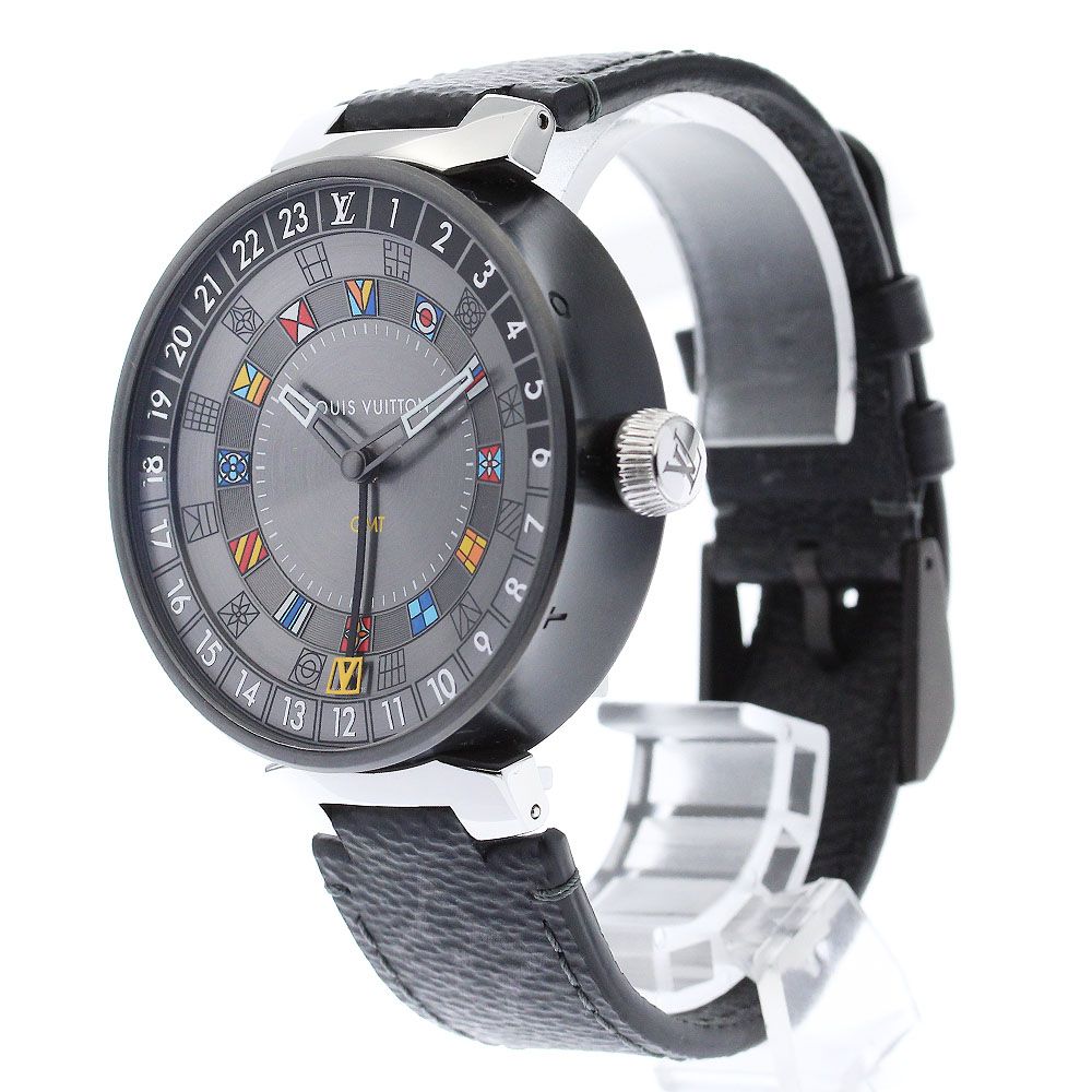 ルイ・ヴィトン LOUIS VUITTON QA097 タンブール ムーンデュアルタイム  