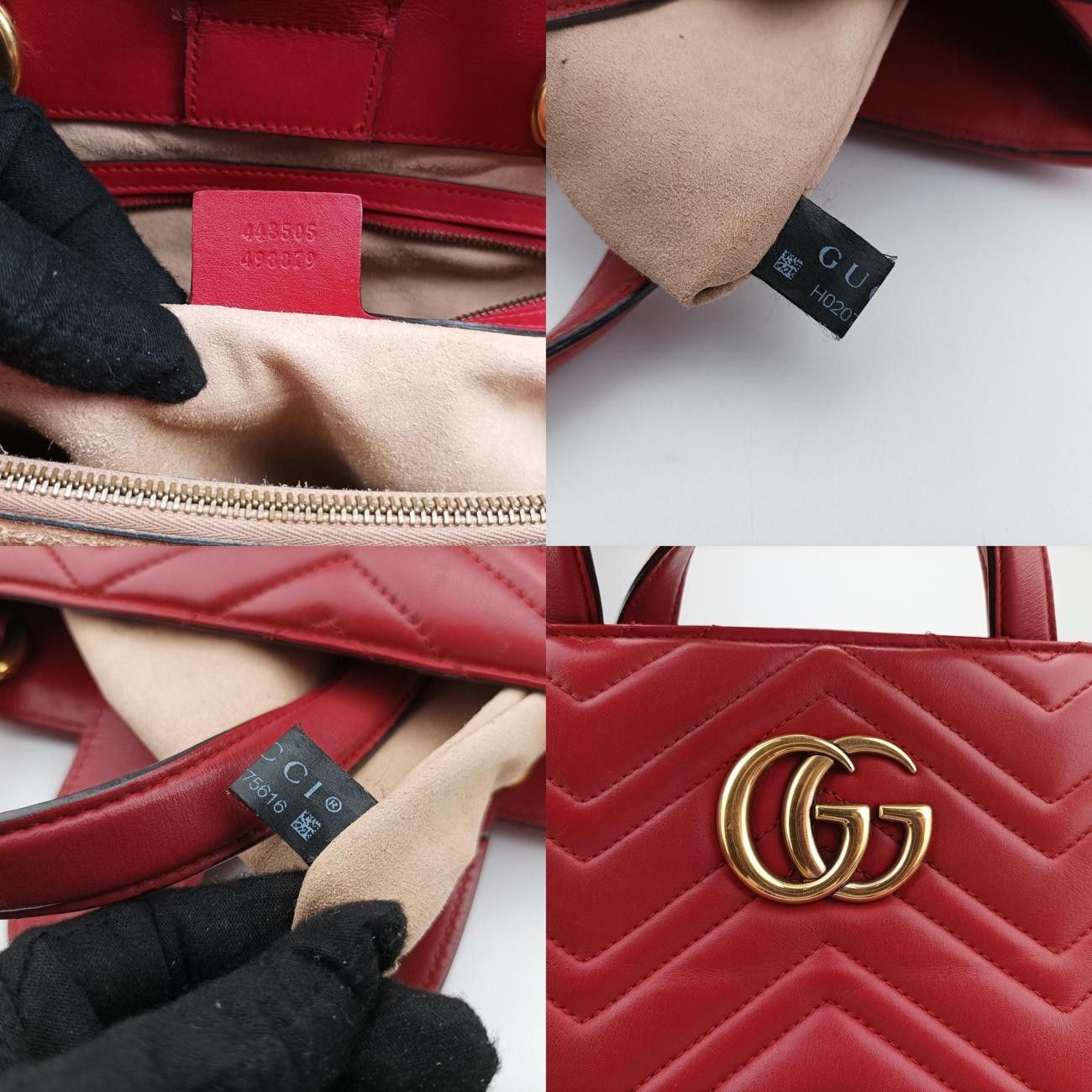 グッチGucciGGマーモントレッドレザー443505H020775616