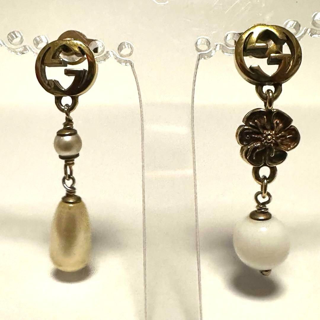 GUCCI グッチ フラワー ピアス gg パール インターロッキング ゴールド グッチ フラワーピアス インターロッキングG パール ゴールド インター