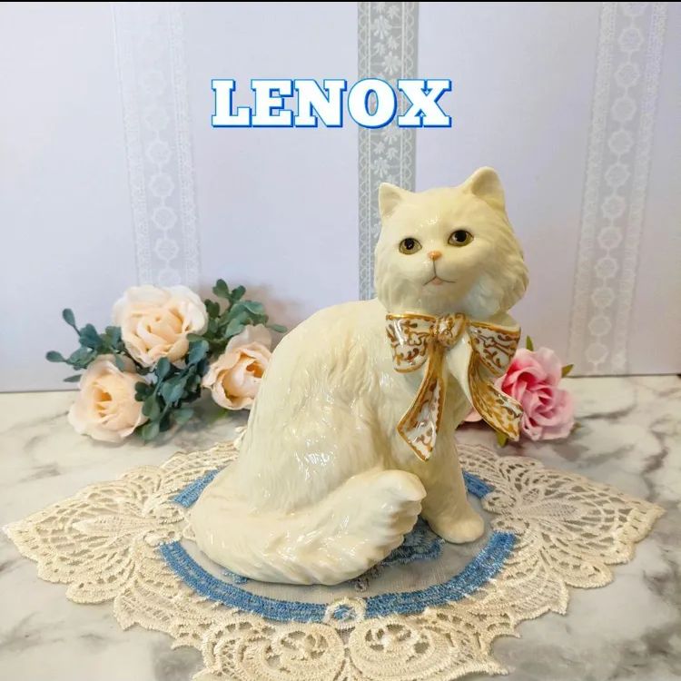 ◇美品◇ 猫 置き物 『Love In Bloom 』 レノックス ねこ CAT - 置物