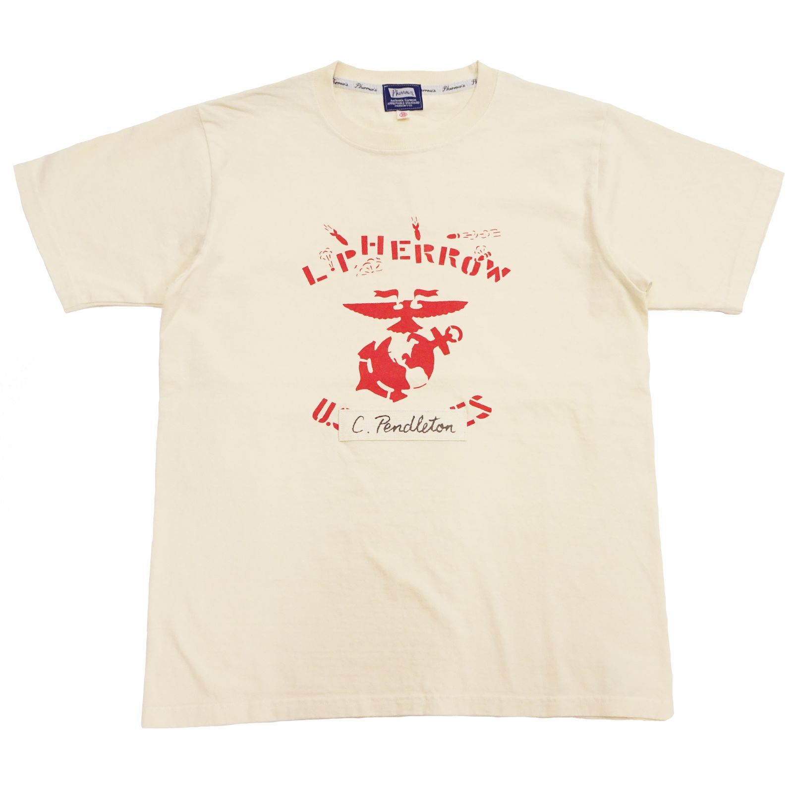 24S-PT24 フェローズ 半袖Tシャツ PHERROW'S 米海兵隊 U.S.M.C. Tシャツ オフ白 新品 アメカジショップ