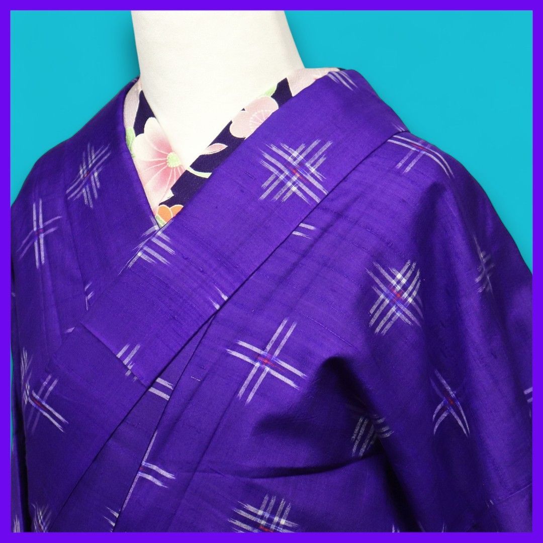 M5410★着物淡雪★ 正絹　袷小紋　飛び兎と三日月　さくら M5410☆着物淡雪☆ 正絹 袷小紋 飛び兎と三日月 さくら