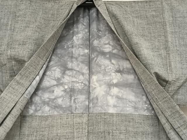 平和屋着物○男性 紬 アンサンブル 桔梗鼠色 正絹 逸品 AAAX0138np