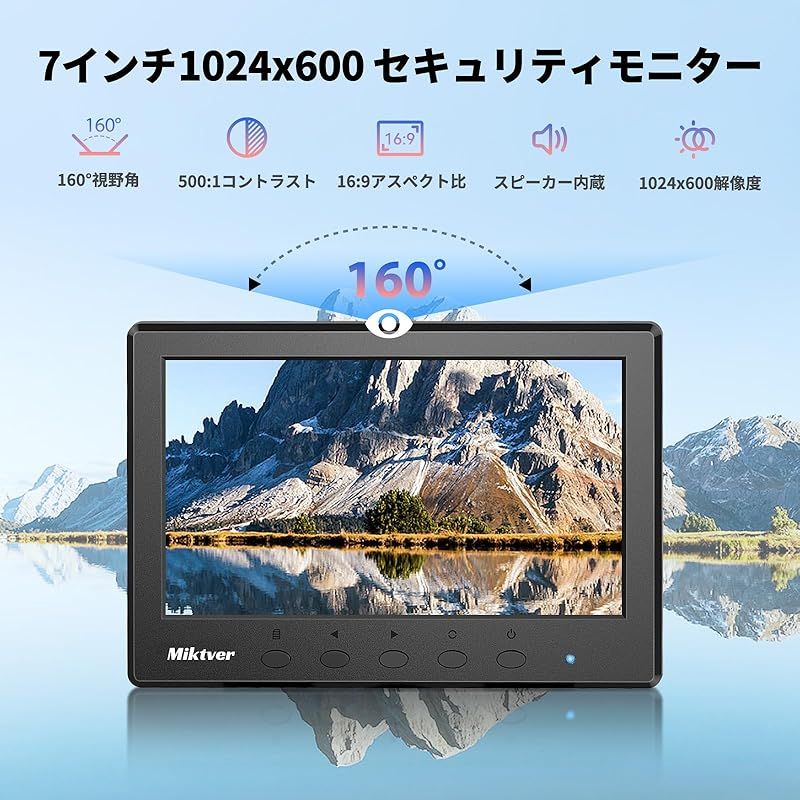 Miktver 7インチ小型モニター 1024 x 600 IPS 178°視野角 液晶PCサブディスプレイ VGA BNC USB HDMIセキュリティCCTVモニター 自宅 オフィス 倉庫監視用 日本語対応 リモコン付け 7インチディスプレ