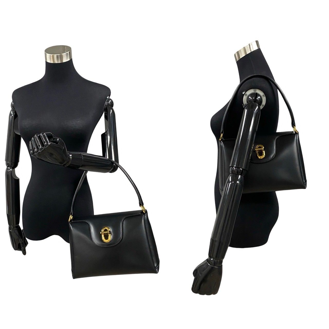 【美品】希少　GUCCI ヴィンテージ レザー ハンドバッグ ブラック ロゴ入り 極 美品 希少 GUCCI グッチ オールドグッチ ヴィンテージ レザー