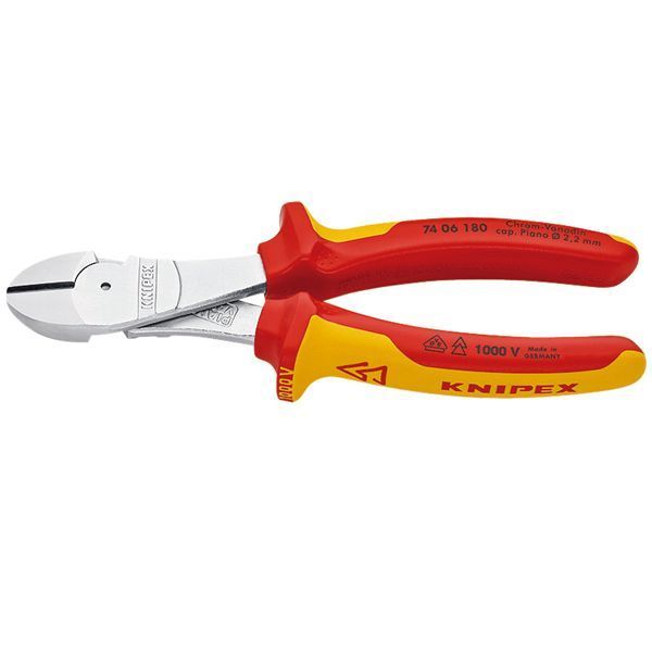 KNIPEX クニペックス 1000V絶縁強力斜ニッパー 全長180mm 7406-180