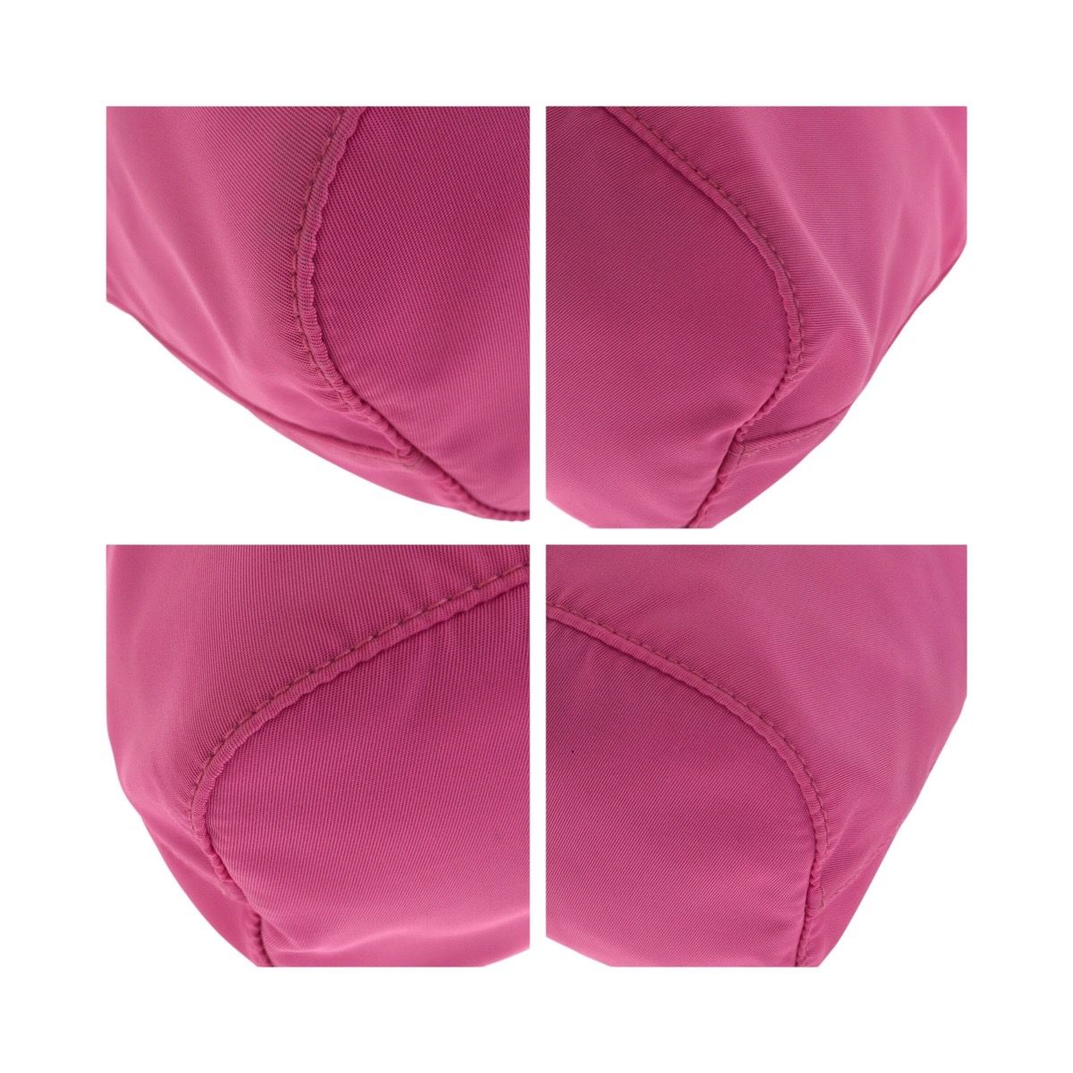 美品 PRADA プラダ 三角ロゴ ピンク シルバー金具 ナイロン 1NE369  