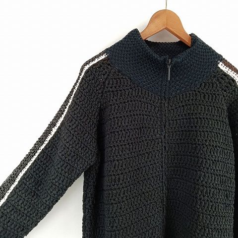 ネームセイク NAMESAKE ライン ニット トラック ジャケット L 黒 