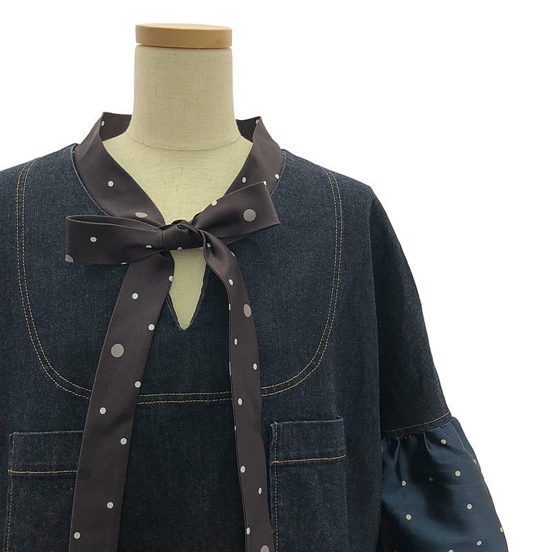 D-due / デ・デュエ | ドット デニム プルオーバーワンピース  