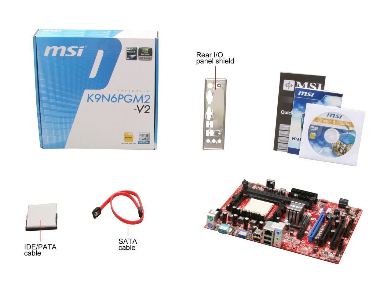 MSI K9N6PGM2-V2 MS-7309 v 2.1 ソケット AM3|AM2 |AM2 NVIDIA Gece ATX マザーボード