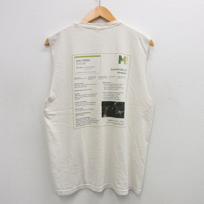 L/古着 ビンテージ ノースリーブ Tシャツ メンズ 00s Anti THESIS コットン クルーネック 白 ホワイト 24aug07 中古