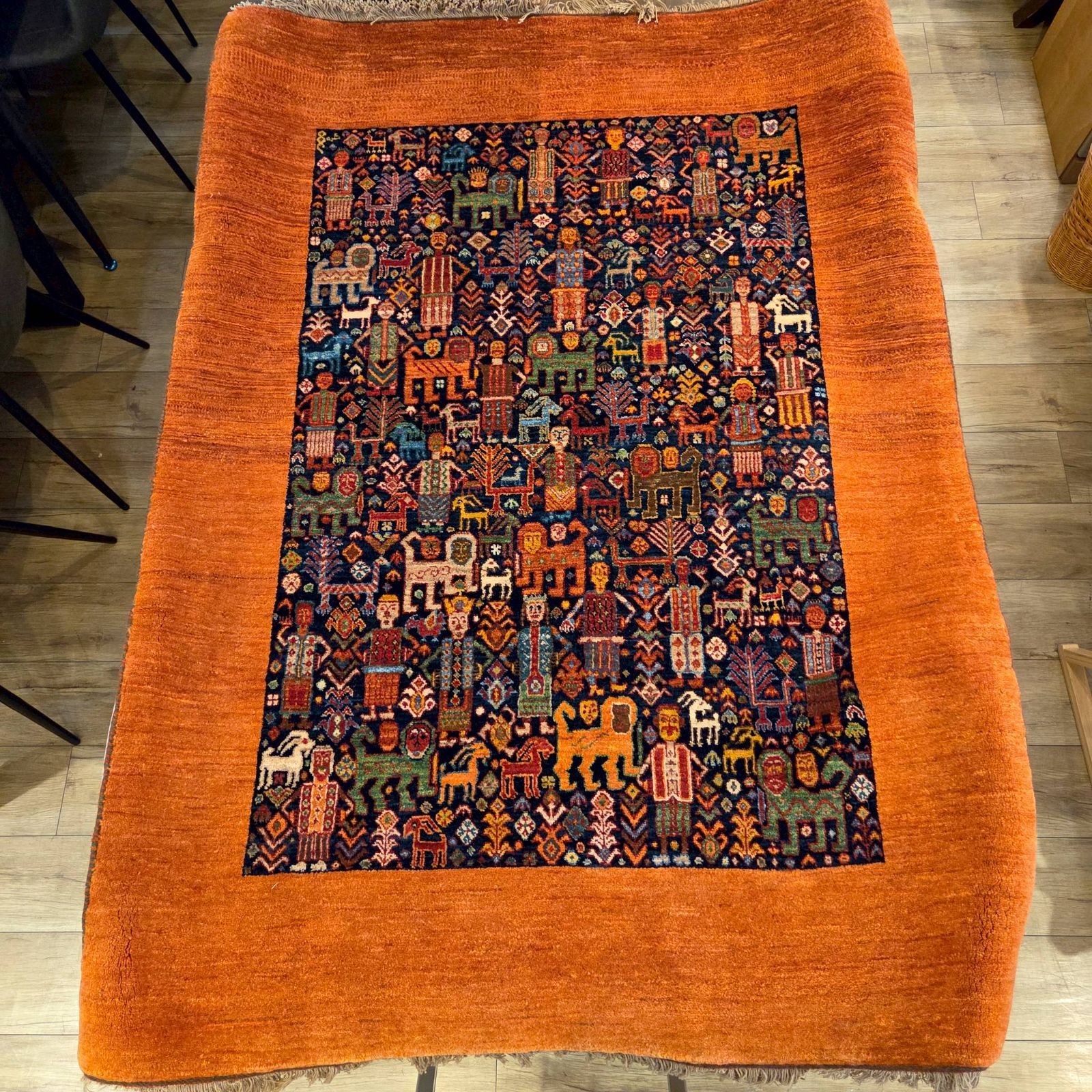 品 ギャッベ ペルシャ絨毯 125×175㎝ 手織り絨毯 ラグ カシュガイ族