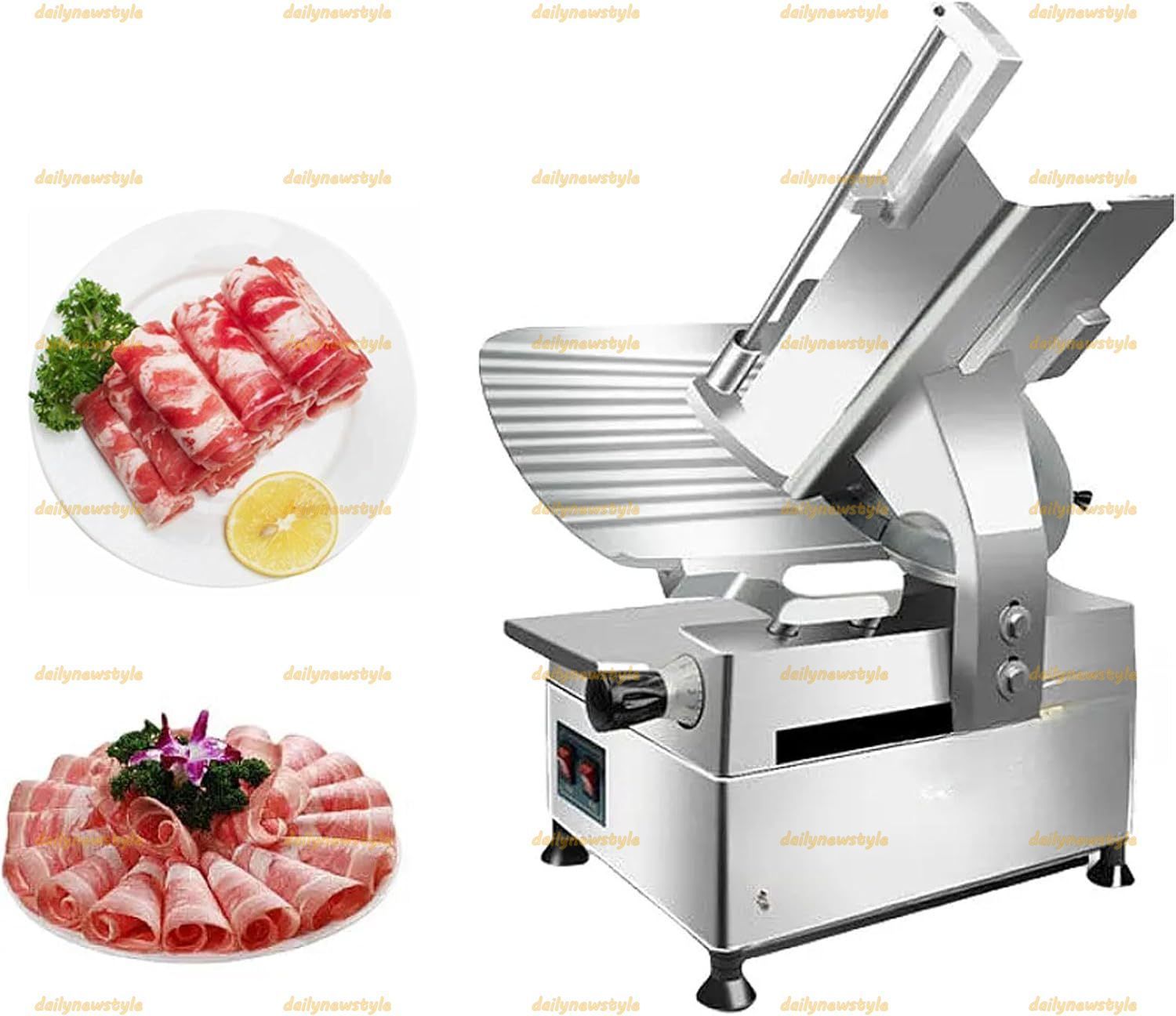 人気推薦◆550W自動冷凍肉スライサー 12インチステンレススチール肉カッター 0?7mmの調整 な厚さ 180mmの肉切断プロセス 商業 レス