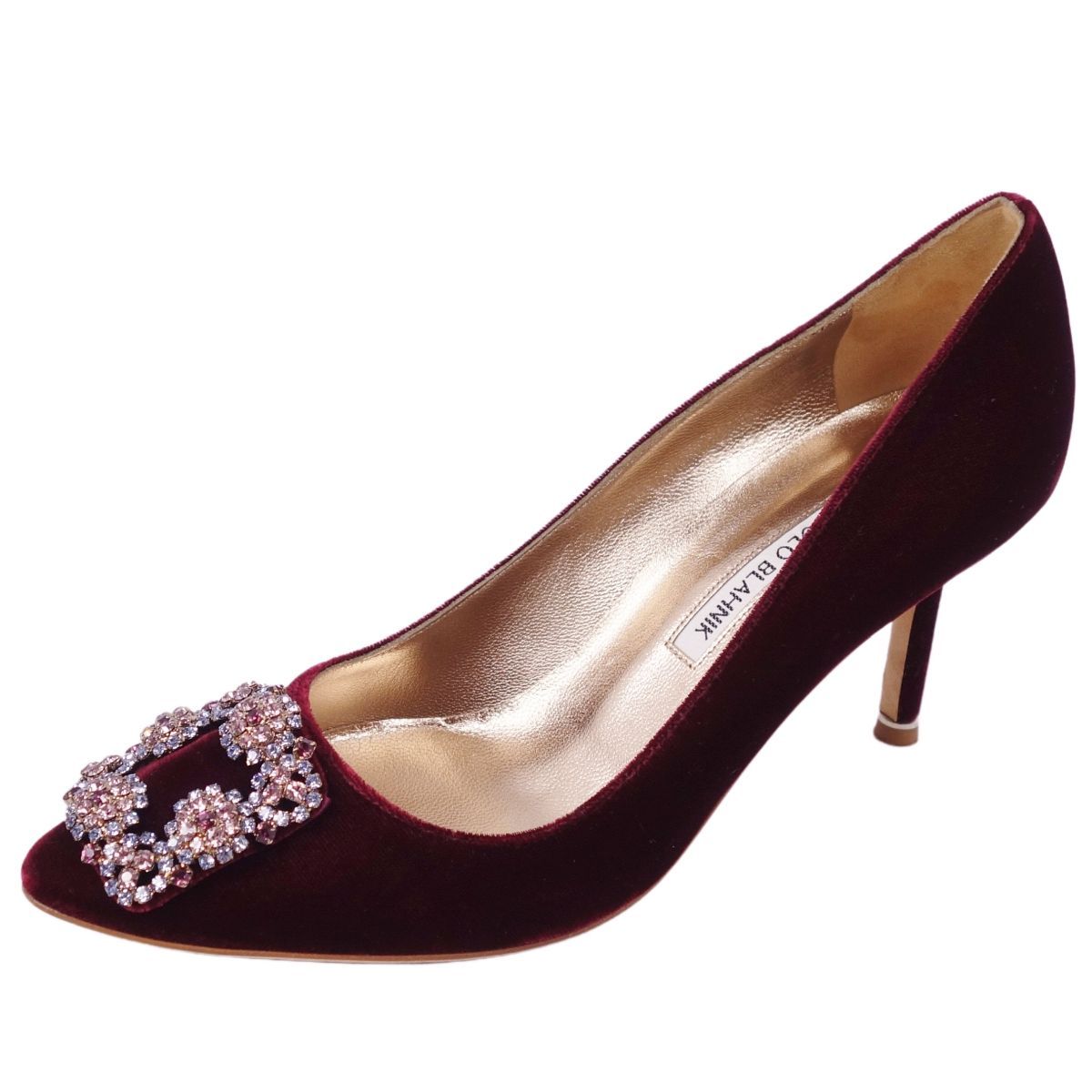 マノロ・ブラニク Manolo Blahnik パンプス ハンギシ ビジュー ヒ