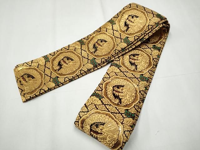 平和屋着物●男性 角帯 龍 金糸 正絹 CAAY9857hy