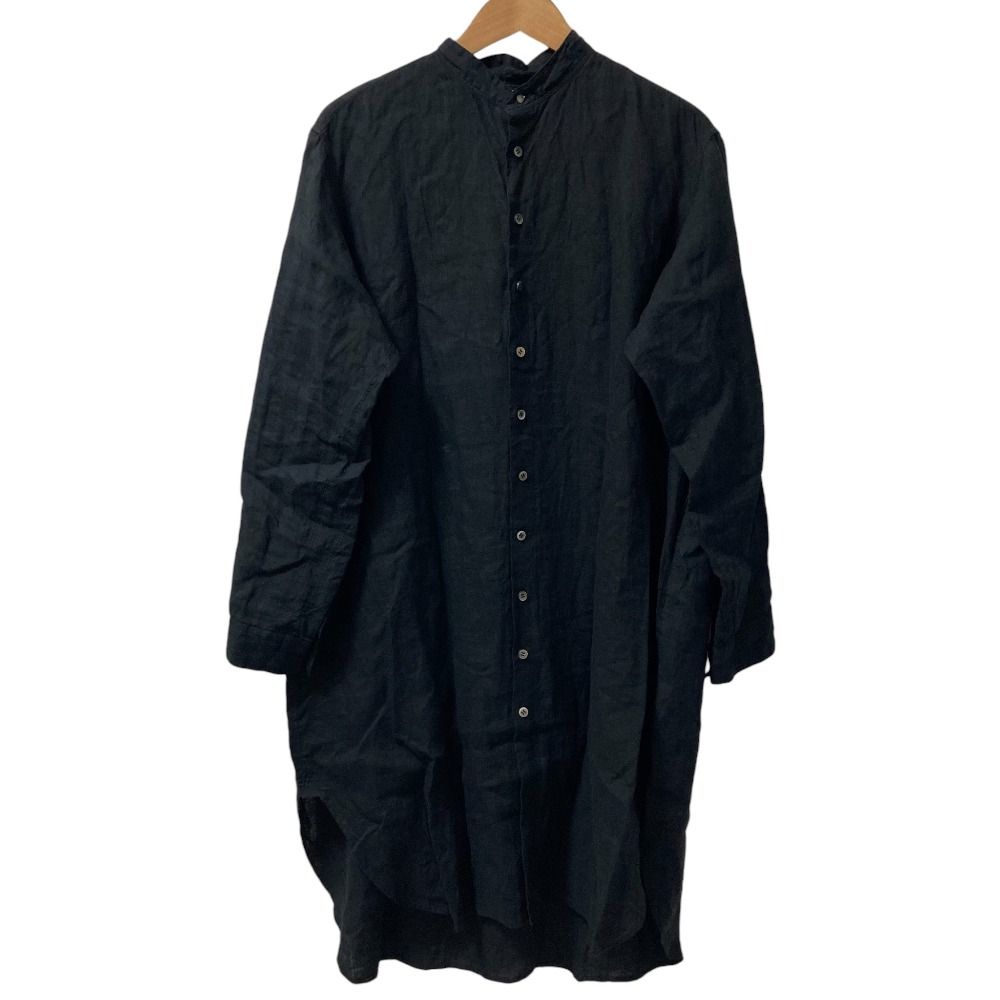 suzuki takayuki スズキタカユキ バンド リネンシャツワンピース サイズ1 ブラック レディース 古着