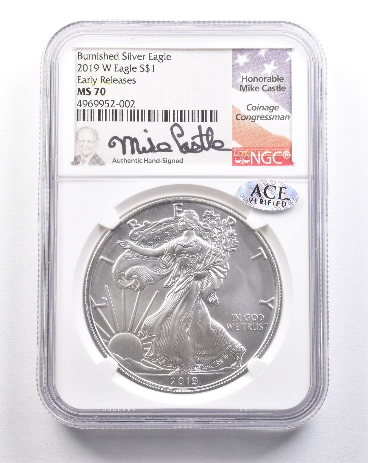 2019W アメリカン シルバー イーグル マイク キャッスル 早期リリース MS70 NGC ACE
