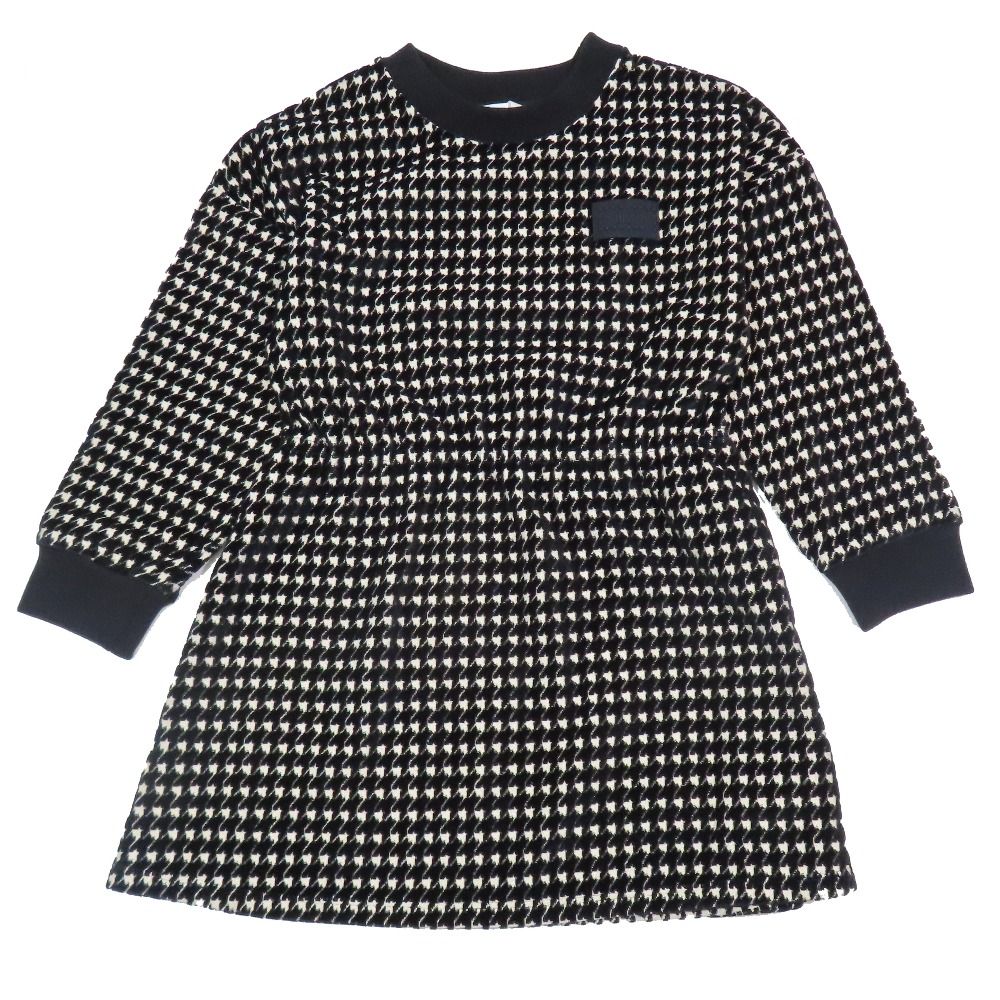 ♥ DIOR ディオール 千鳥柄 ワンピース ドレス ロゴ 長袖 クルーネック プルオーバー 6 ブラック ホワイト キッズ 古着