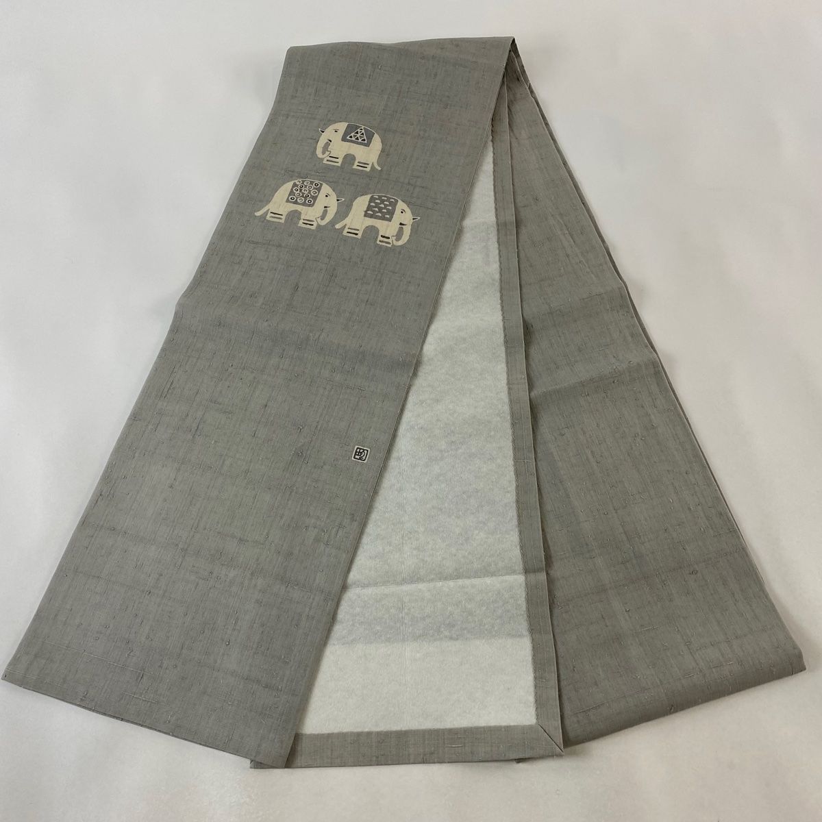 名古屋帯　開き仕立て　爽やかカラー　紬 開き名古屋帯 名品 紬地 象 灰色 正絹 【中古】 - メルカリ