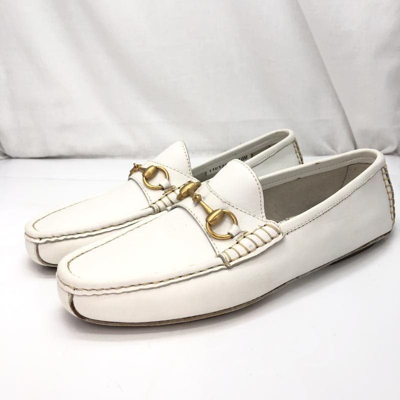 GUCCI ホースビット レザーローファー サイズ10M 約29㎝ 1101344 白 グッチ 91