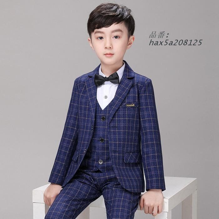 子供 スーツ 男の子 5点セット チェック柄 セットアップ キッズ 男 入学式 子供服 フォーマル hax 5 a 208125