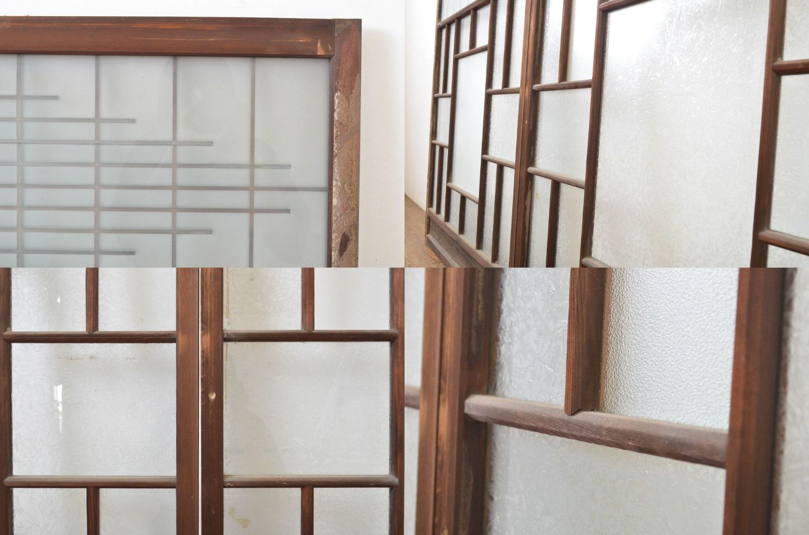 アンティーク建具 ▽現状販売▽ ガラス窓2枚セット アンティーク建具 大正ロマン