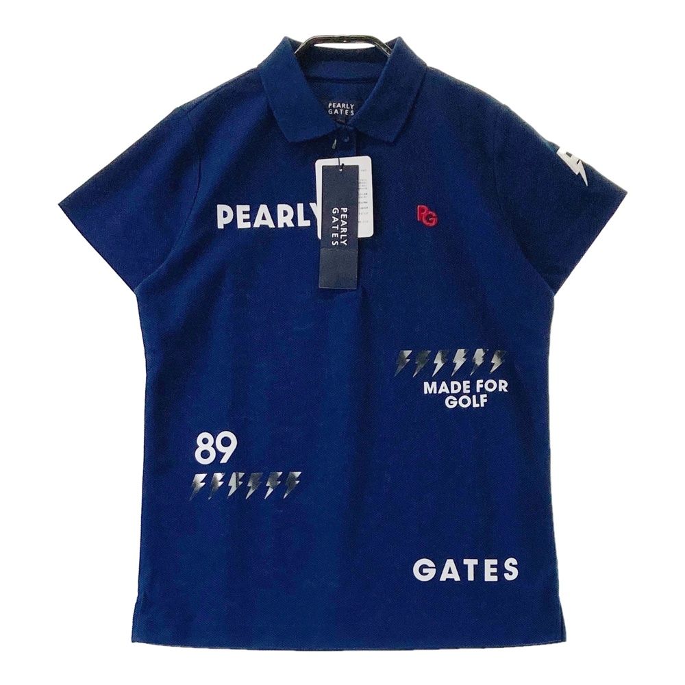 サイズ：1 PEARLY GATES パーリーゲイツ 055-2260606 半袖ポロシャツ ロゴプリント  ネイビー系 [240101475356] ゴルフウェア レディース ストスト サイズ：1 PEARLY GATES パーリーゲイツ 055-2260606 半袖
