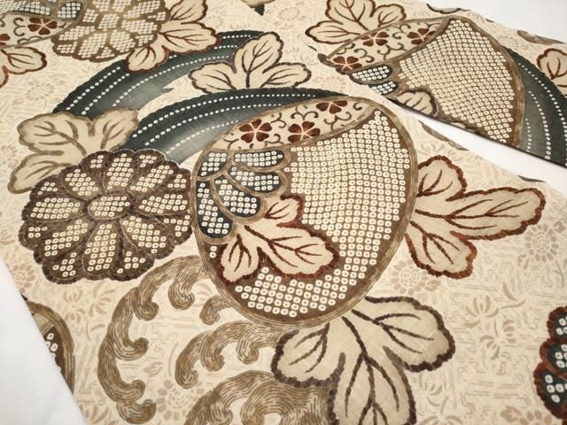 京都多ち花 名古屋帯未仕立て貝に菊 夏なごや帯】摺型