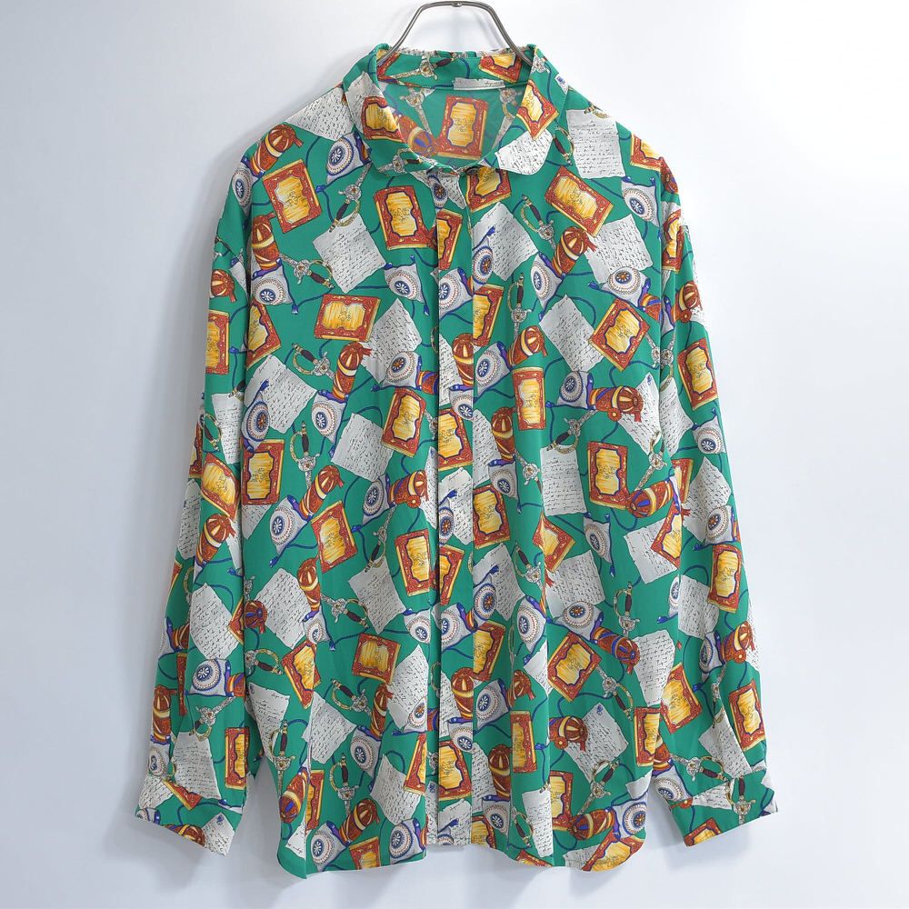 Vintage ビンテージ ヨーロピアン バロック ポリシャツ 総柄シャツ Vintage ビンテージ ヨーロピアン バロック ポリシャツ 総柄シャツ