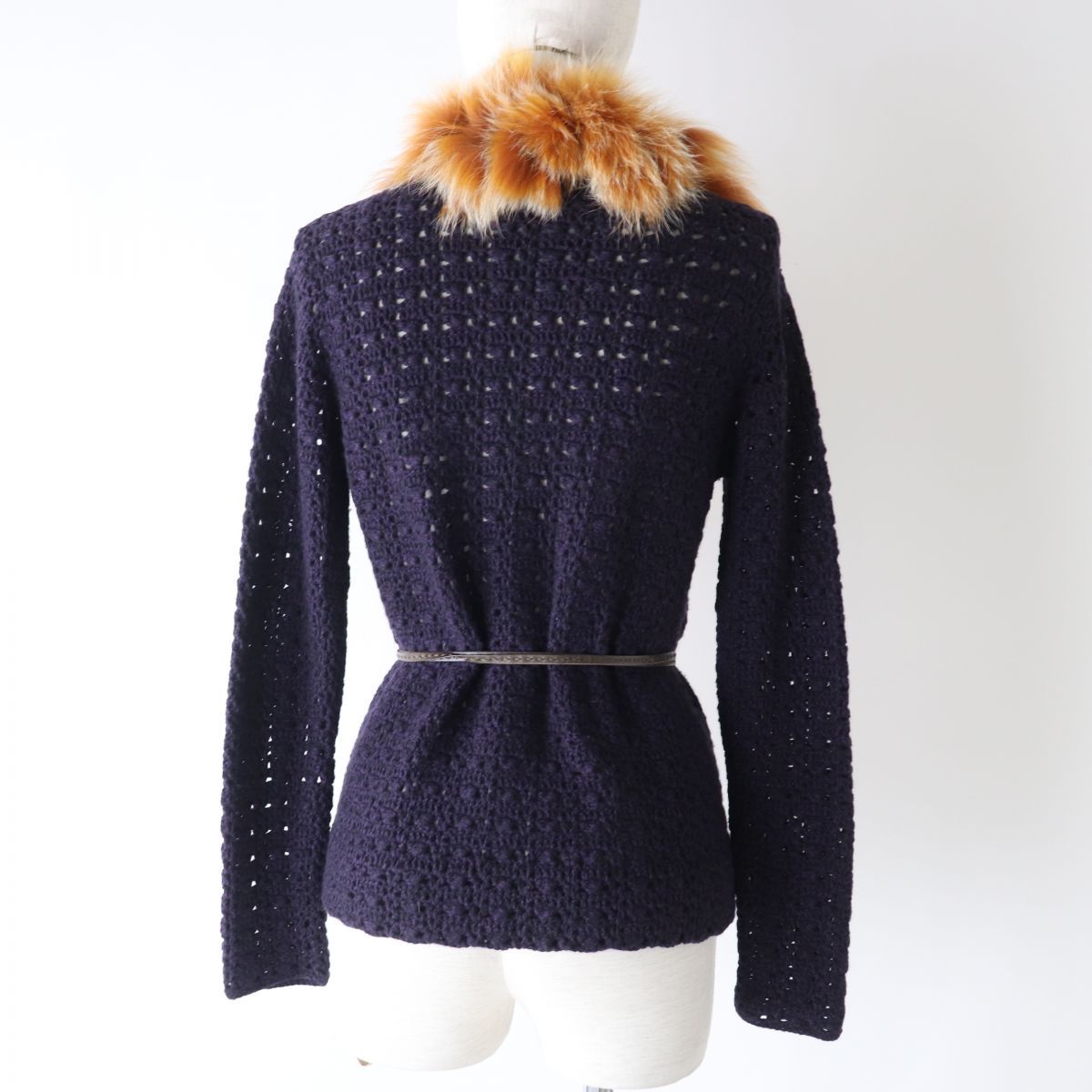 FENDI フェンディ カシミヤ100% レザー ファー ストール マフラー