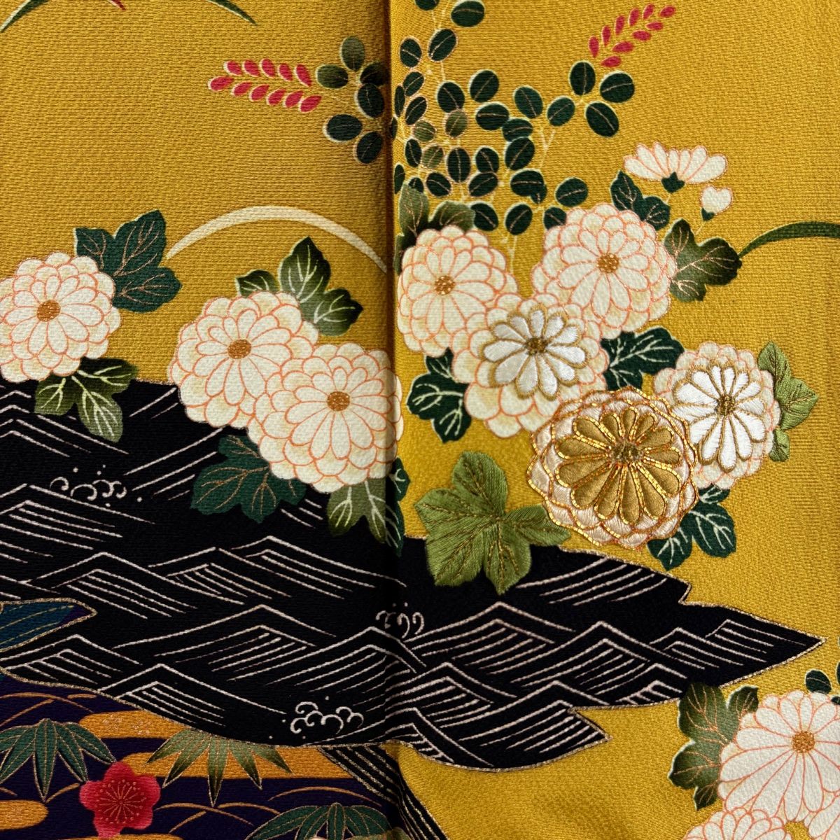 振袖 身丈151cm 裄丈60.5cm S 袷 花井幸子 やまと 落款 菊