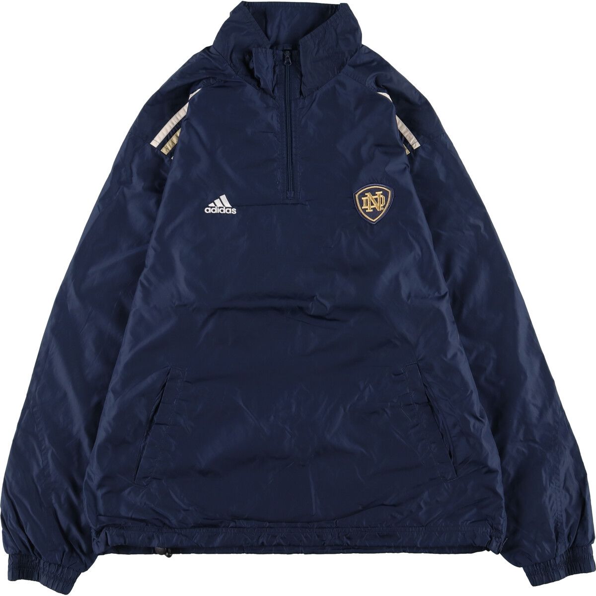 古着 アディダス adidas NOTRE DAME ノートルダム大学 カレッジ ハーフジップ ナイロンプルオーバー メンズM相当/eaa496379