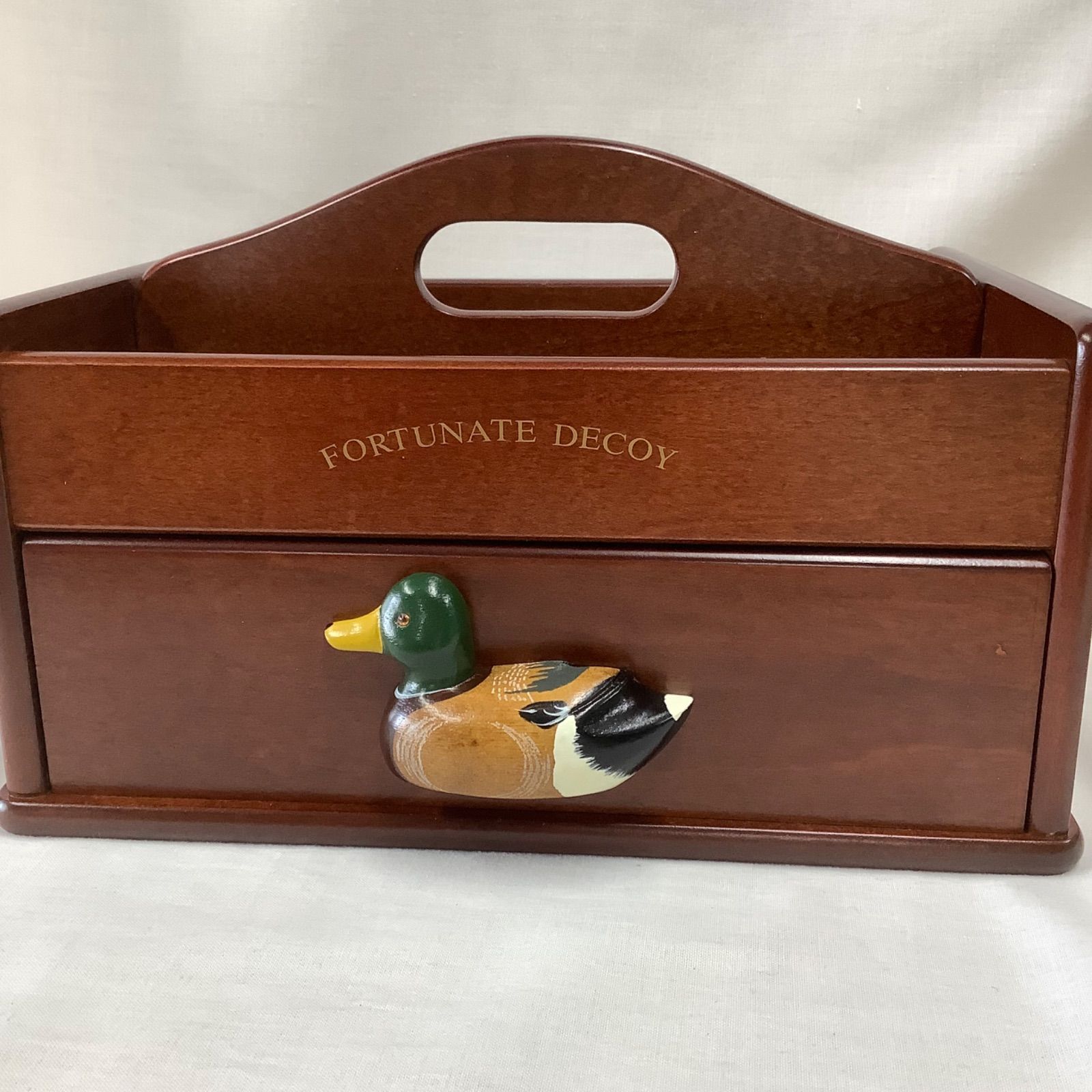 【未使用】FORTUNATE DECOY     フォーチュネイトデコイ　小物入れ　カルガモ　木製　B995