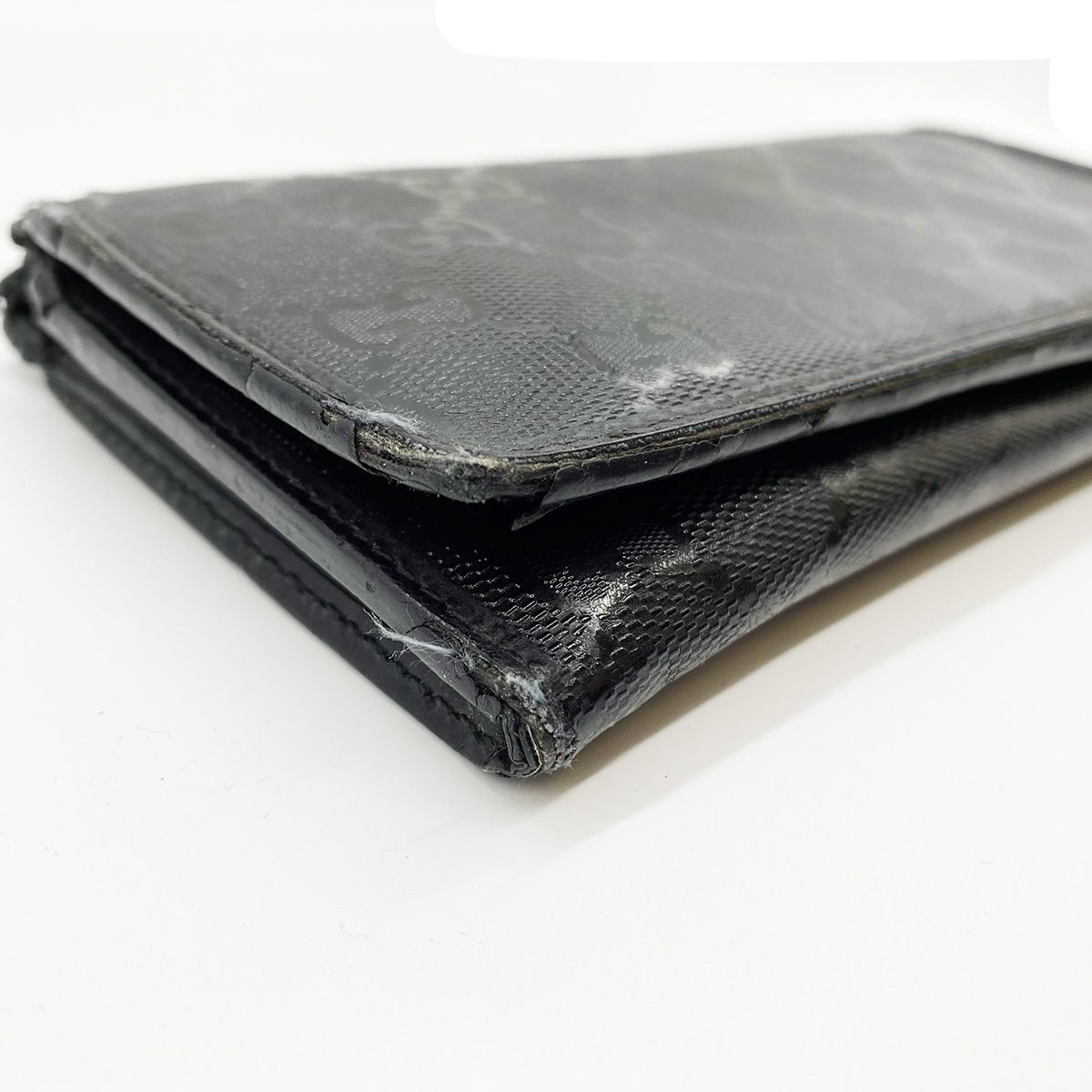 ジャンク品 GUCCI グッチ 245908 長財布 ブラック GGインプリメ 黒