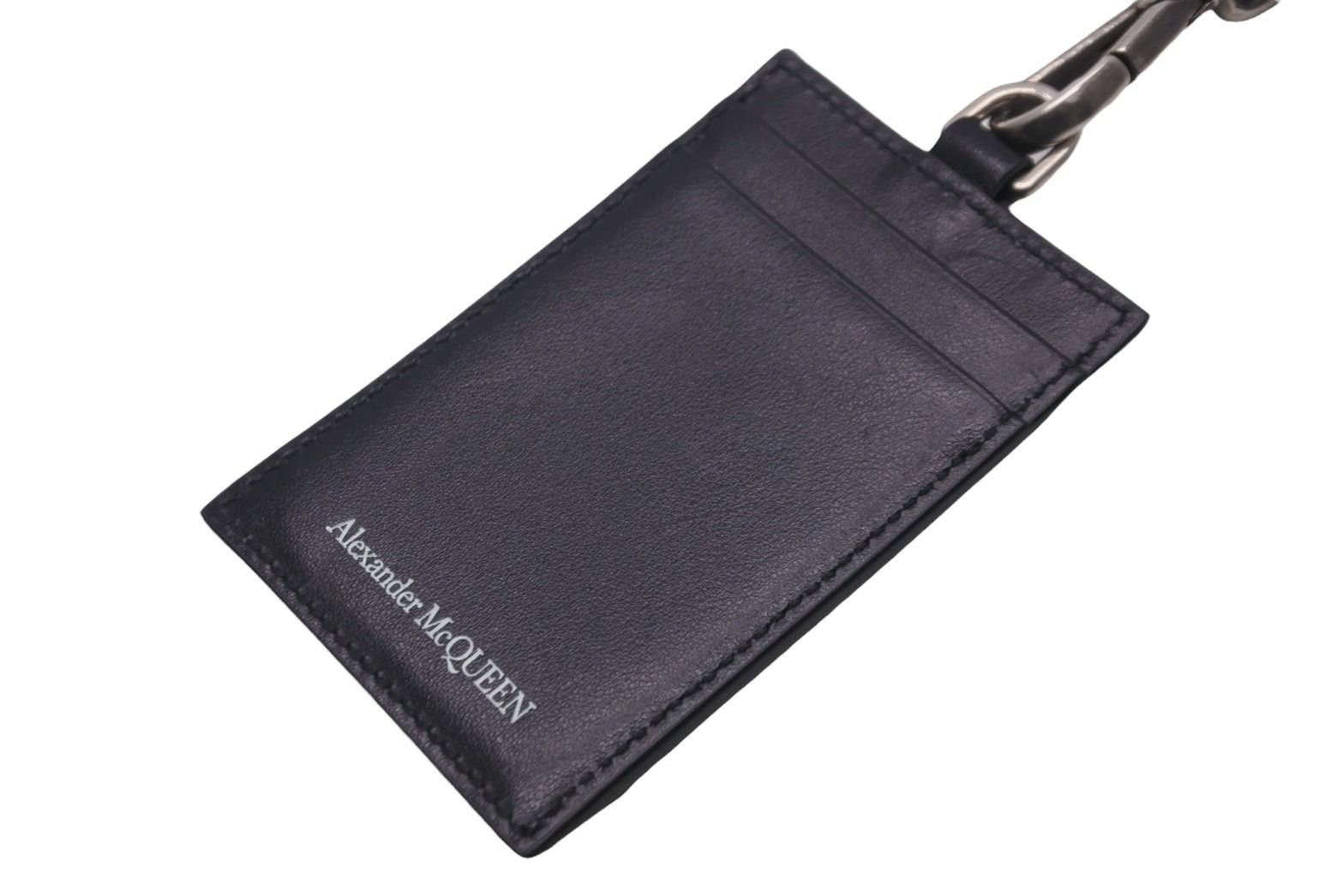 新品未使用　アレキサンダーマックイーン　ジップカードホルダー　ブラック Alexander McQueen アレキサンダーマックイーン レザー ロゴ パス